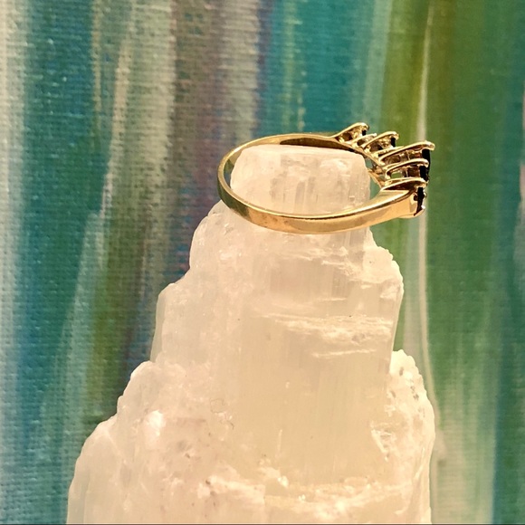 Genuine 14K Gold Sapphire & Diamond Wedding Ring - Picture 6 of 16